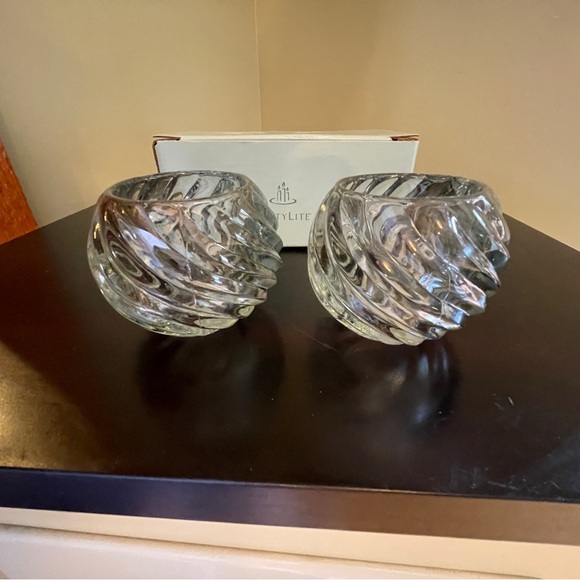 PartyLite Illusion Votive Swirl Glass Candle Holders Set of 2 NEW ORIGINAL BOX - Picture 6 of 7